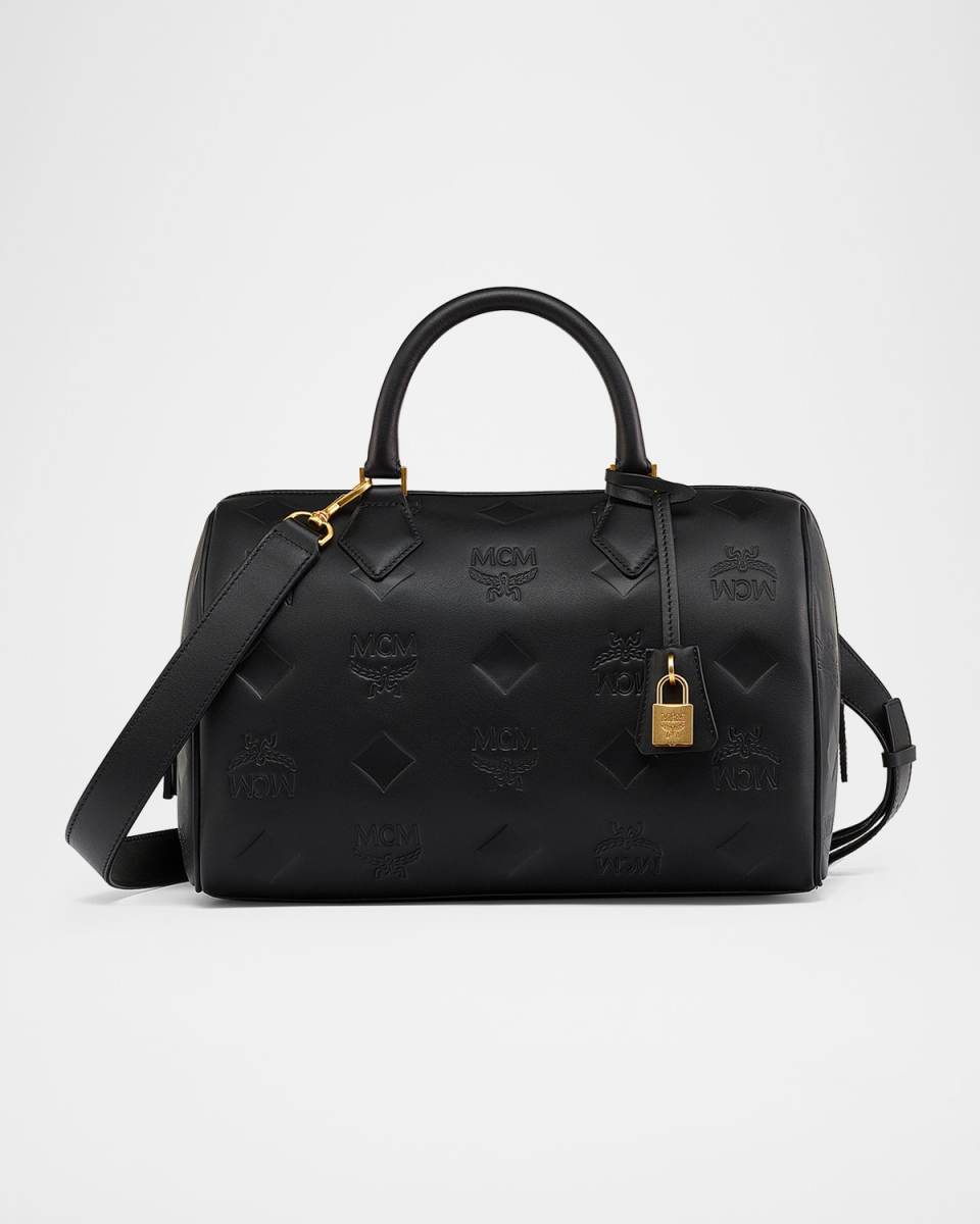 Ella Medium Logo Leather Boston Top-Handle Bag